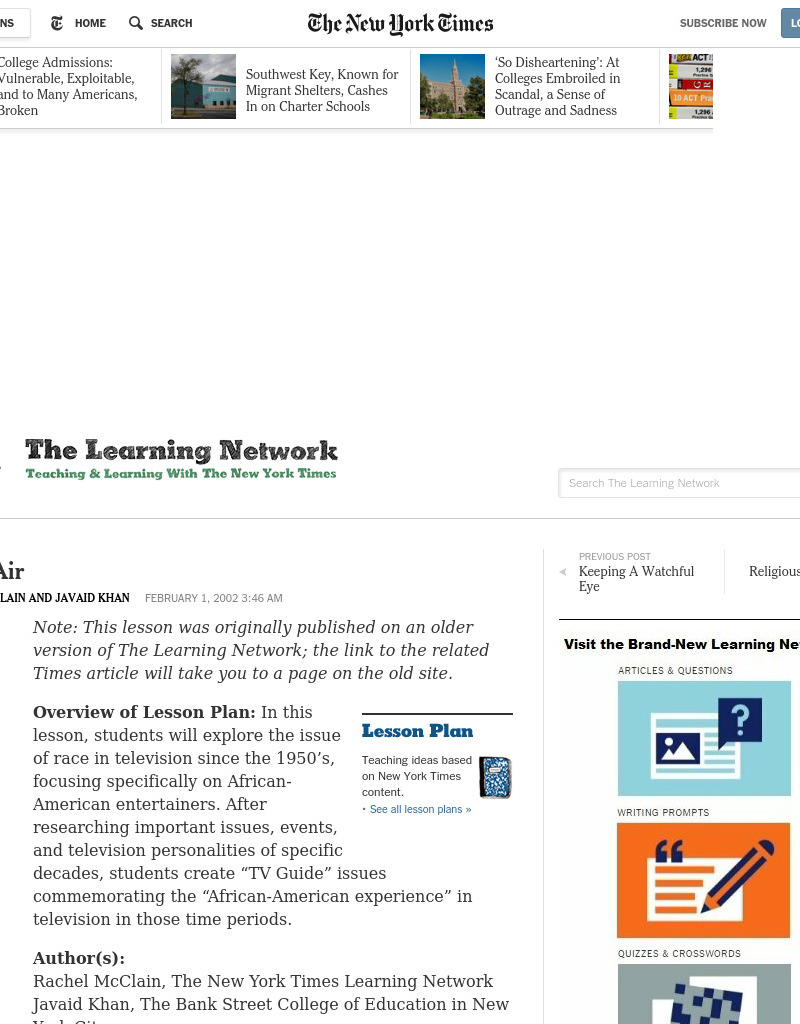 On the Air Lesson Plan