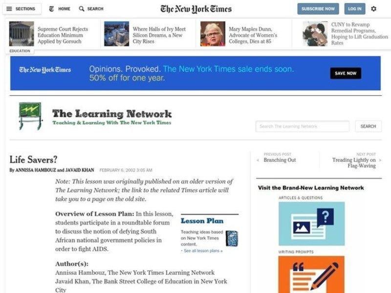 Life Savers?: Exploring Ethical Dilemmas Regarding AIDS Treatment in South Africa Lesson Plan