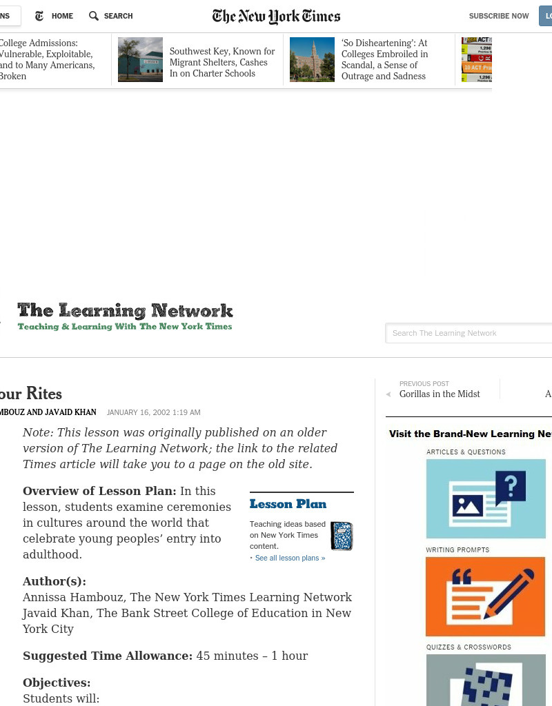 Know Your Rites Lesson Plan