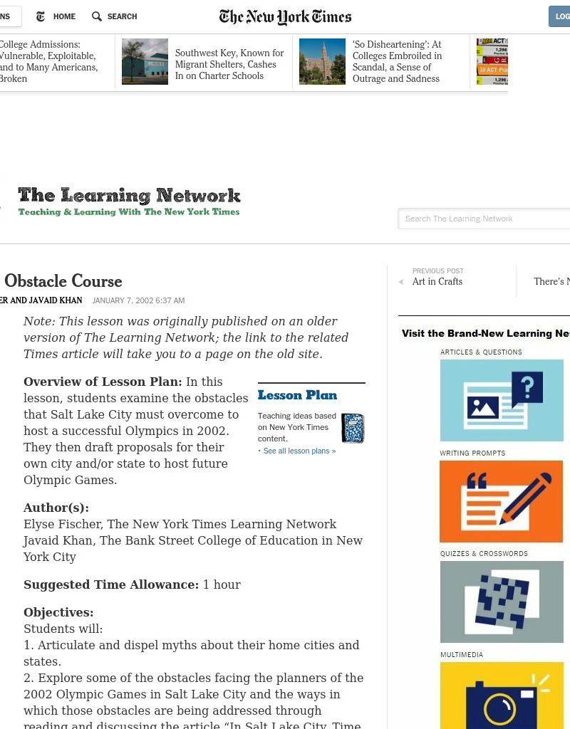 Olympic Obstacle Course Lesson Plan