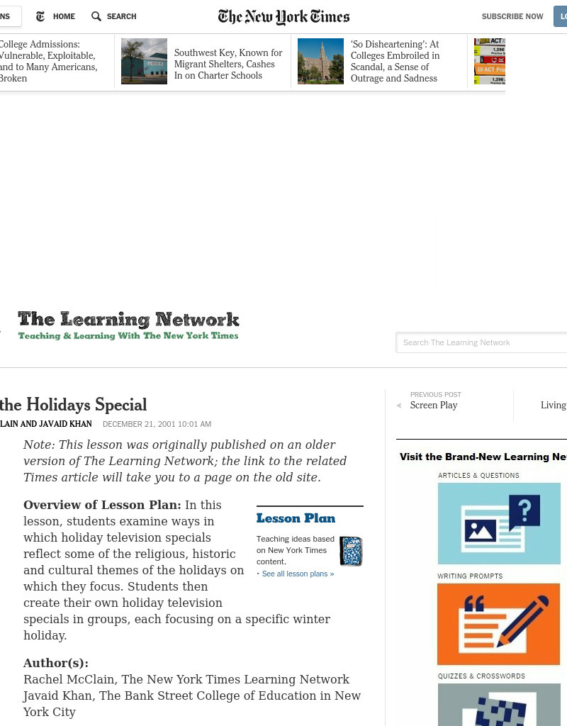 Making The Holidays Special Lesson Plan