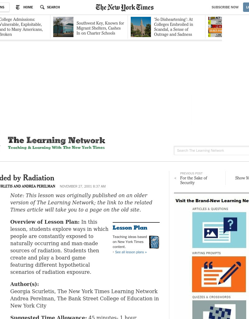 Surrounded by Radiation Lesson Plan