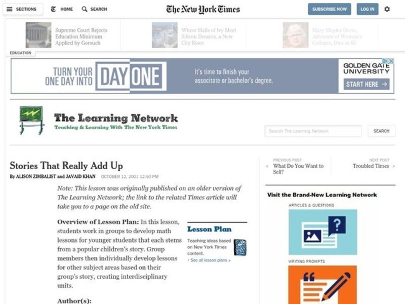 Stories That Really Add Up Lesson Plan