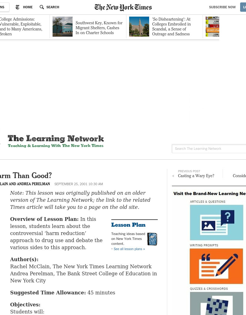 More Harm Than Good? Lesson Plan