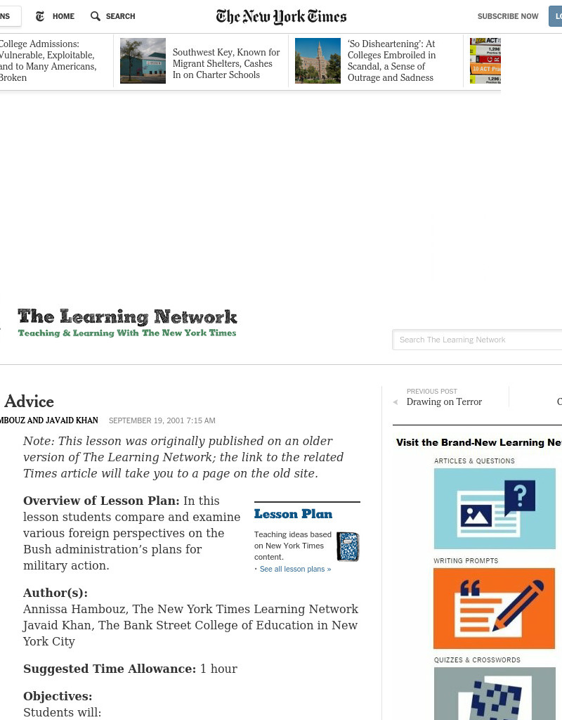 Heeding Advice Lesson Plan