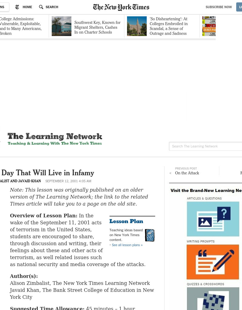 Another Day That Will Live In Infamy Lesson Plan