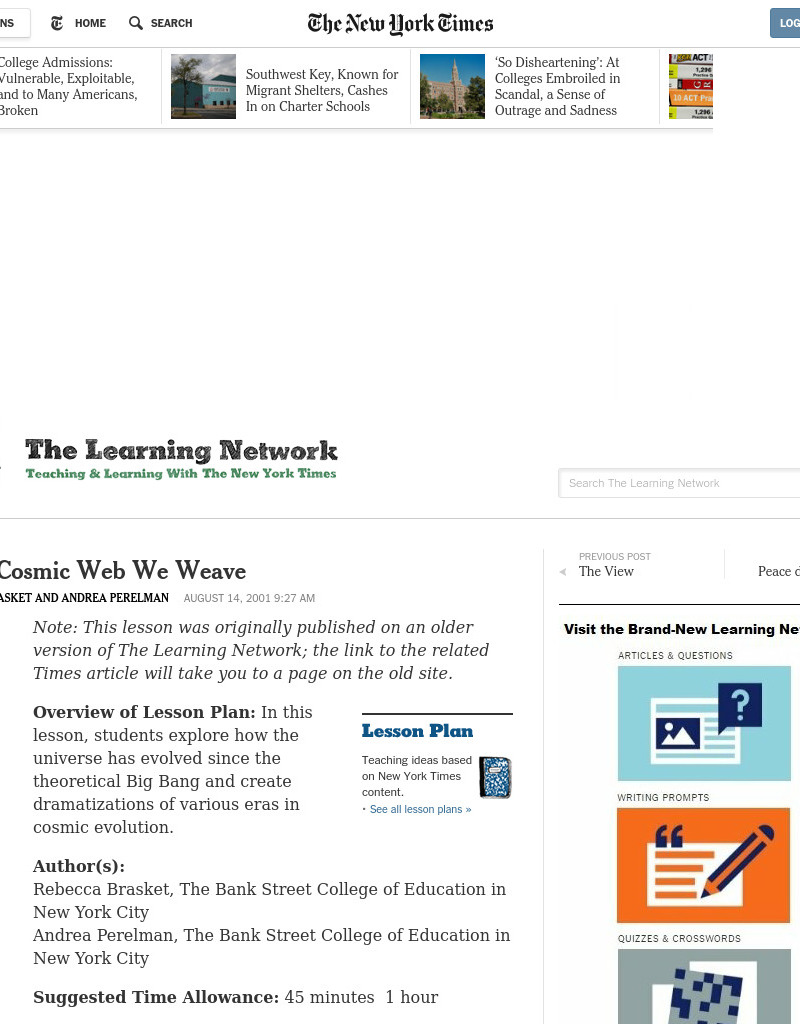 What a Cosmic Web We Weave Lesson Plan