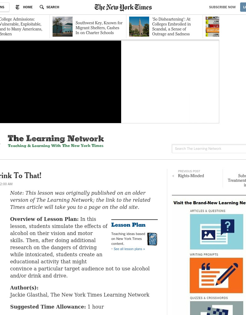 Don't Drink To That! Lesson Plan