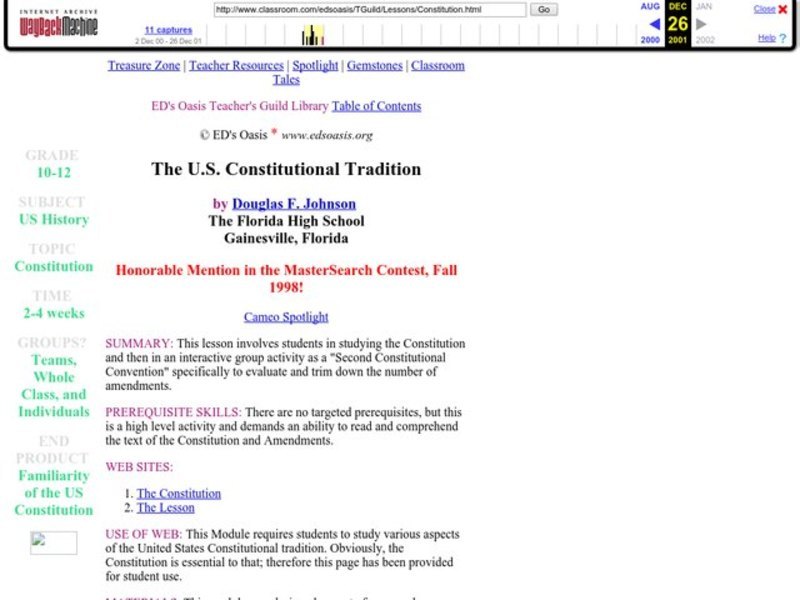 The U.S. Constitutional Tradition Lesson Plan