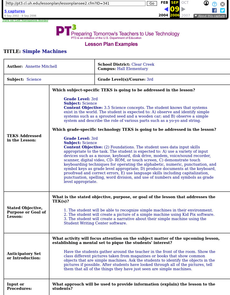 Simple Machines - Kid Pix Lesson Plan