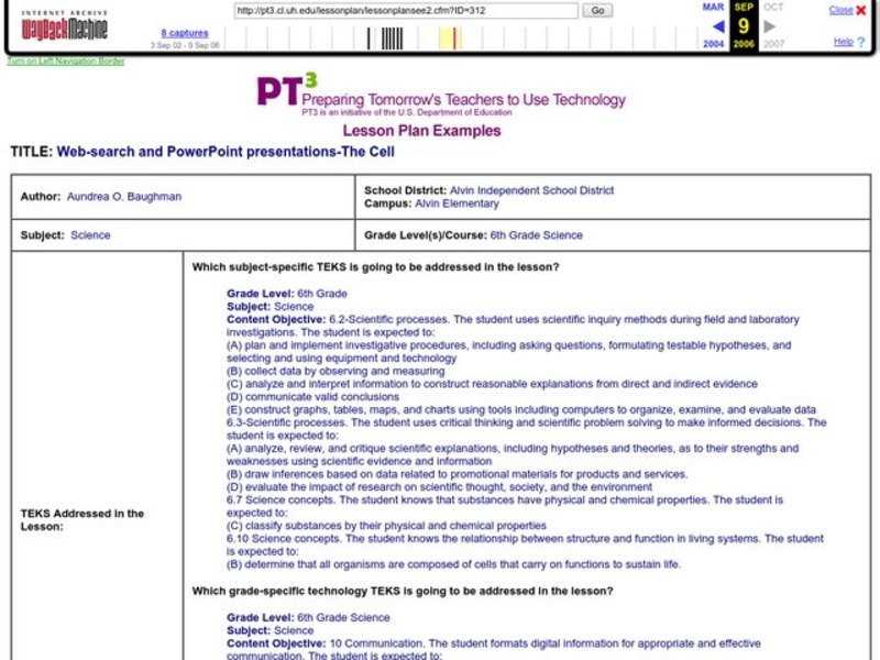 Web-search And PowerPoint Presentations-The Cell Lesson Plan