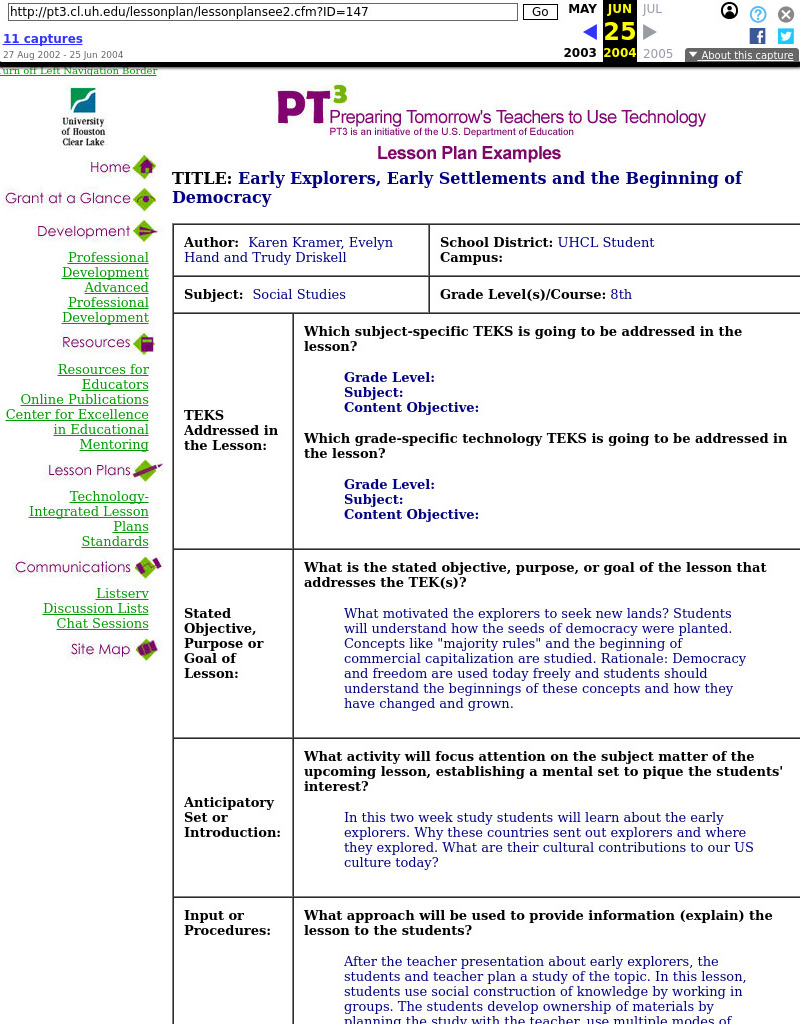 Early Explorers, Early Settlements and the Beginning of Democracy Lesson Plan
