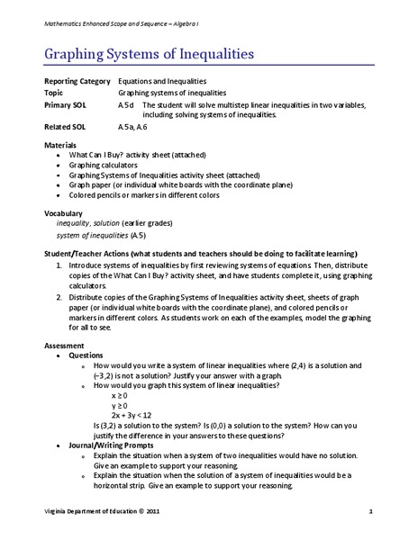 Graphing Systems of Inequalities Lesson Plan