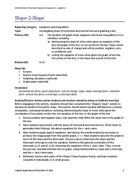 Slope-2-Slope Lesson Plan