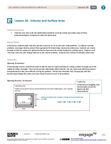 Volume and Surface Area II Lesson Plan
