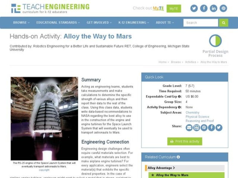 Alloy the Way to Mars Lesson Plan