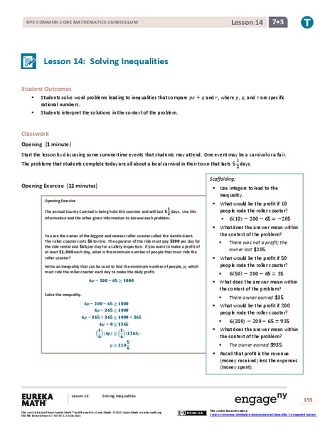 Solving Inequalities Lesson Plan