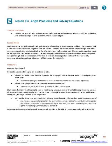 Angle Problems and Solving Equations Lesson Plan