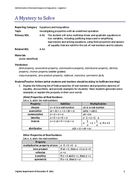 A Mystery to Solve Lesson Plan