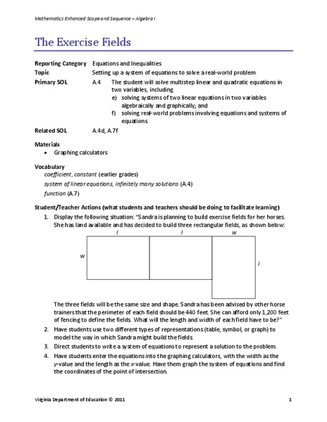 The Exercise Fields Lesson Plan