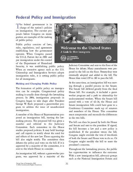 Federal Policy and Immigration Lesson Plan