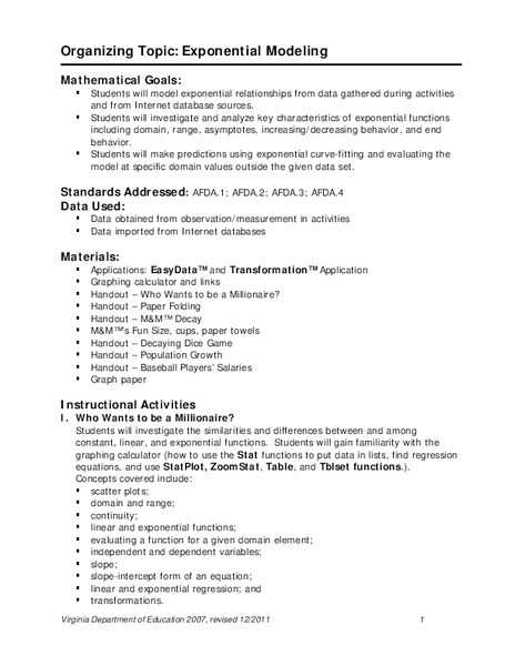 Exponential Modeling Lesson Plan