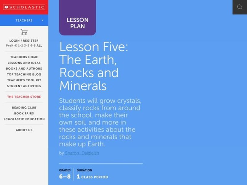 Lesson Five: The Earth, Rocks and Minerals Lesson Plan