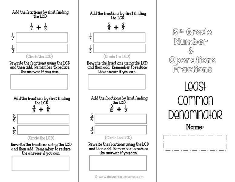 Fraction Brochures Worksheet