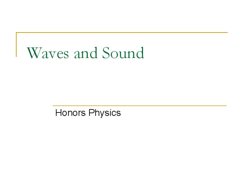Waves and Sound PPT