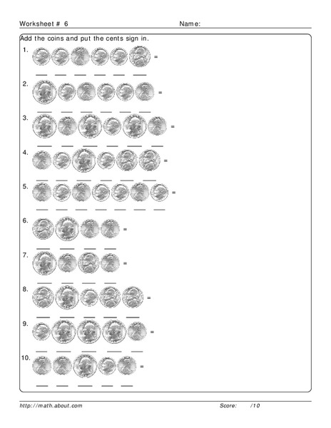 Add the Coins Worksheet