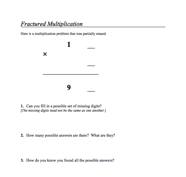 Fractured Multiplication Assessment