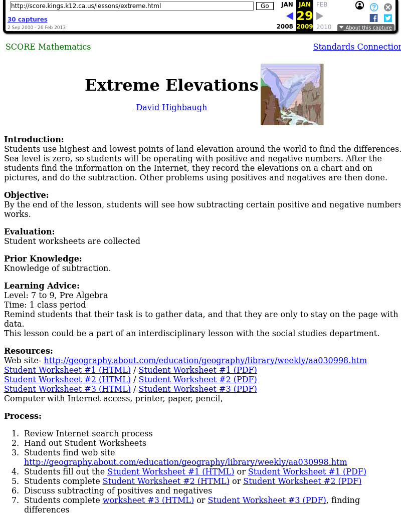 Extreme Elevations Lesson Plan
