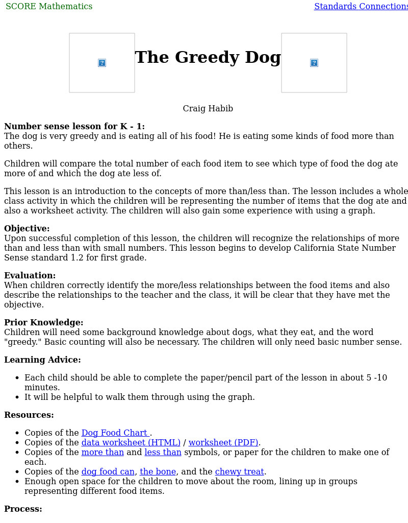 The Greedy Dog Lesson Plan