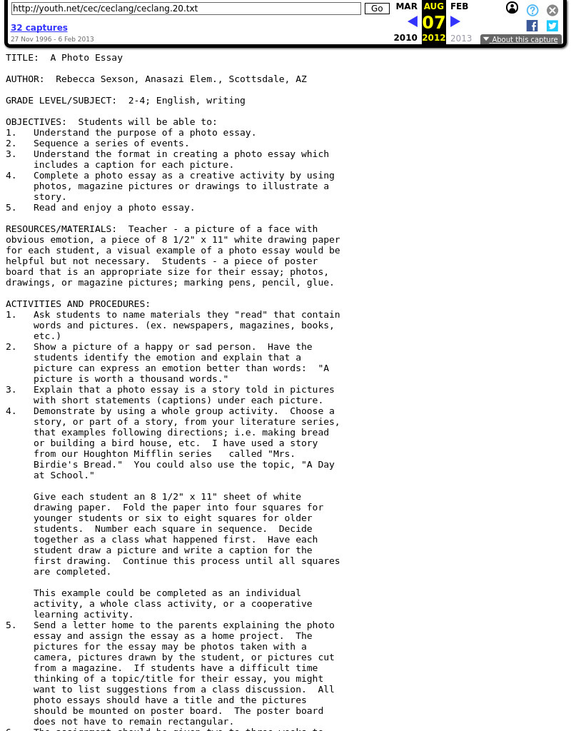 A Photo Essay Lesson Plan