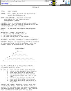 Story Pyramid Lesson Plan