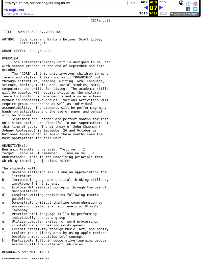 Apples Are A...peeling Lesson Plan