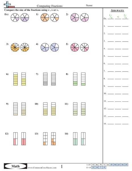 Comparing Visual Fractions Worksheet