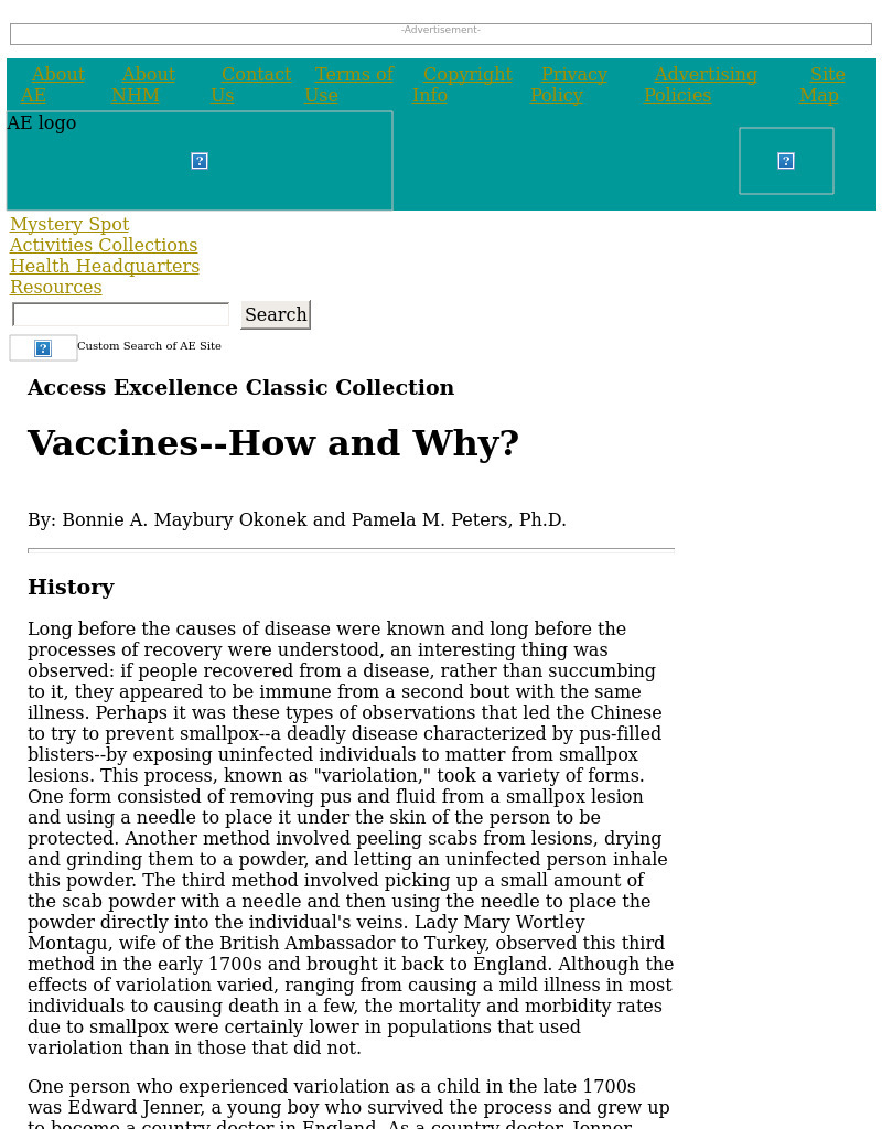 Vaccines--How and Why? Lesson Plan
