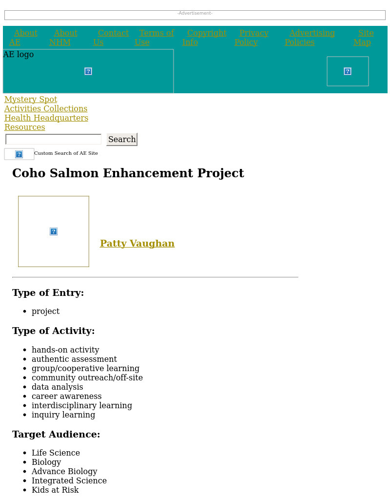 Coho Salmon Enhancement Lesson Plan