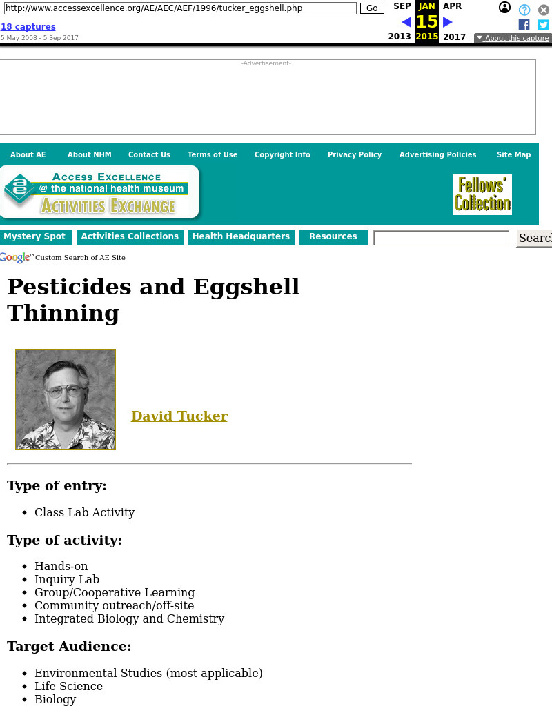 Pesticides and Eggshell Thinning. Lesson Plan