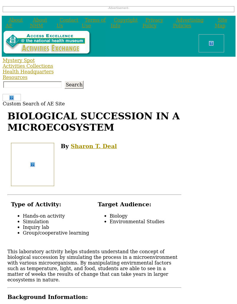 Biological Succession in a Microecosystem Lesson Plan