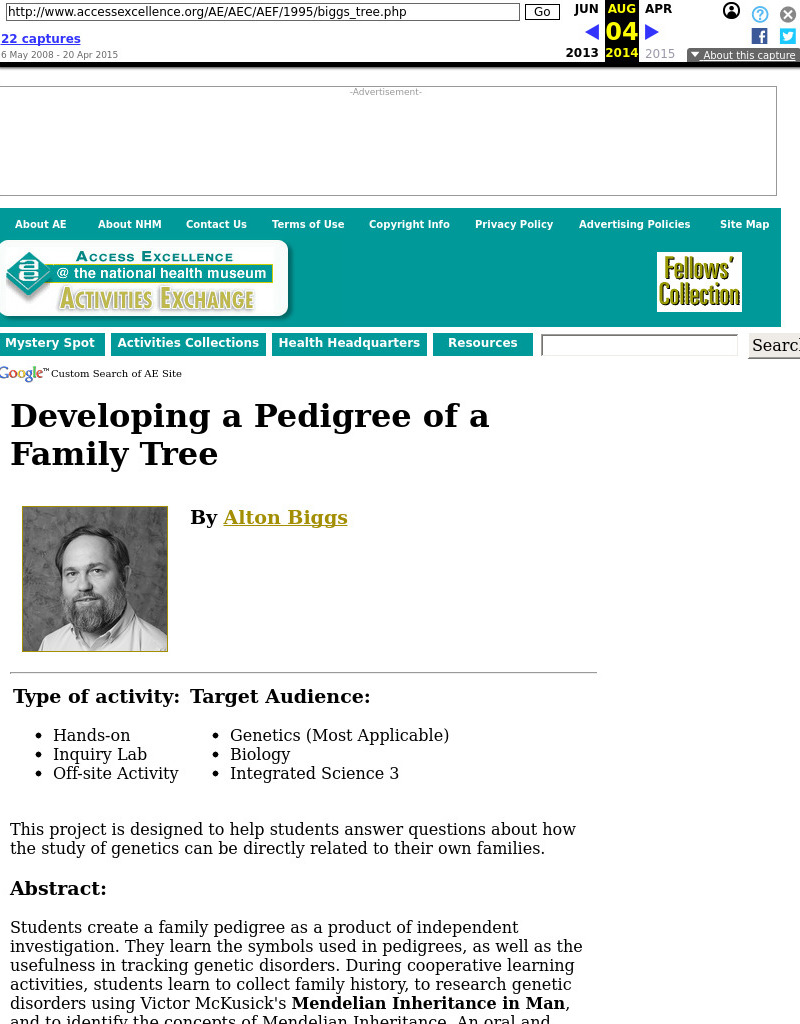 Developing a Pedigree of a Family Tree Lesson Plan