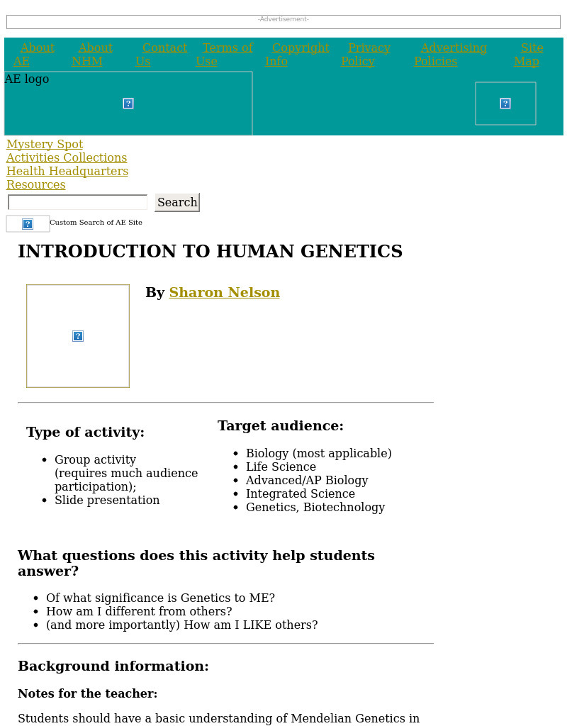 Introduction to Human Genetics Lesson Plan