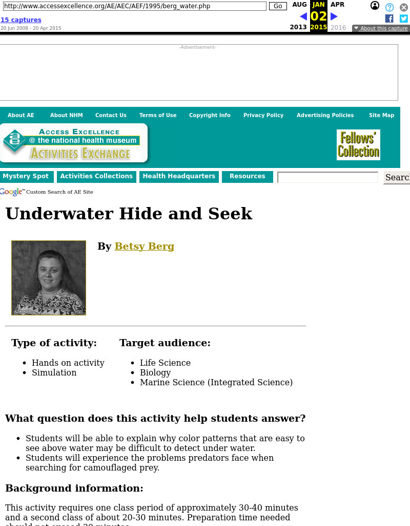 Underwater Hide and Seek Lesson Plan