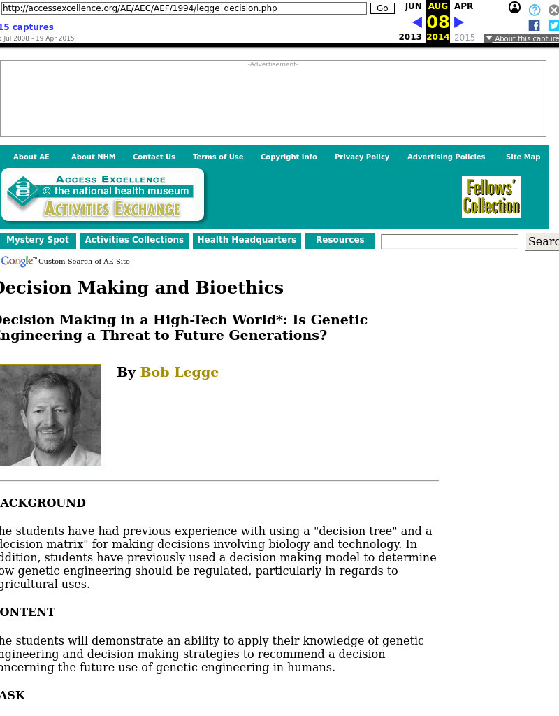 Decision Making and Bioethics Lesson Plan