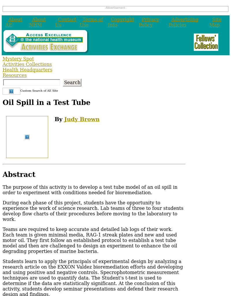 Oil Spill in a Test Tube Lesson Plan