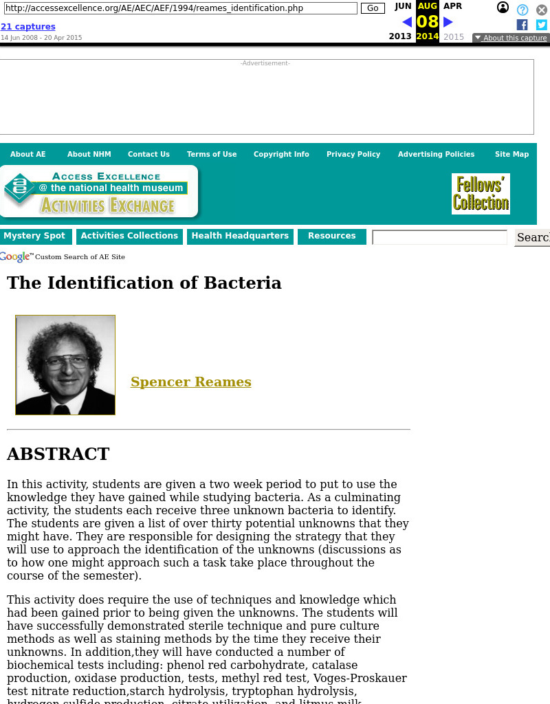 The Identification of Bacteria Lesson Plan