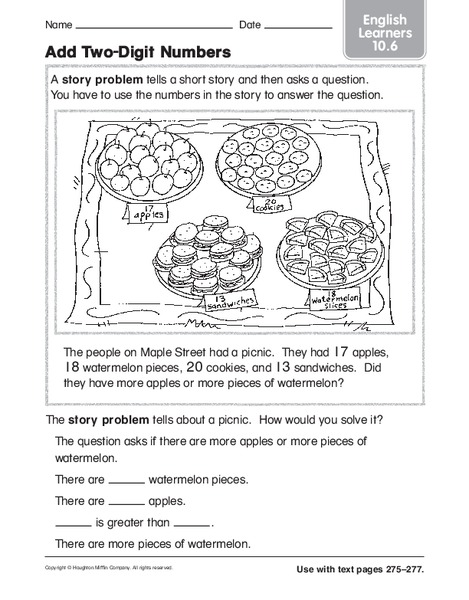 Add Two-Digit Numbers Worksheet