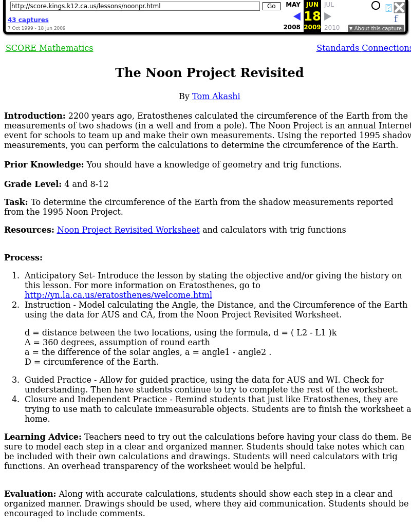 Noon Project Revisited Lesson Plan