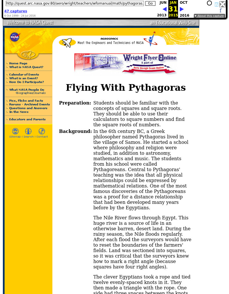 Flying with Pythagoras Lesson Plan
